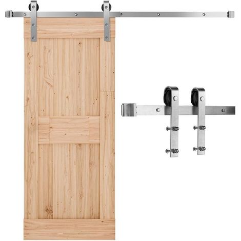 Kit 150 cm quincaillerie porte grange coulissante, rail acier au carbone, charge 150 kg (1/5)
