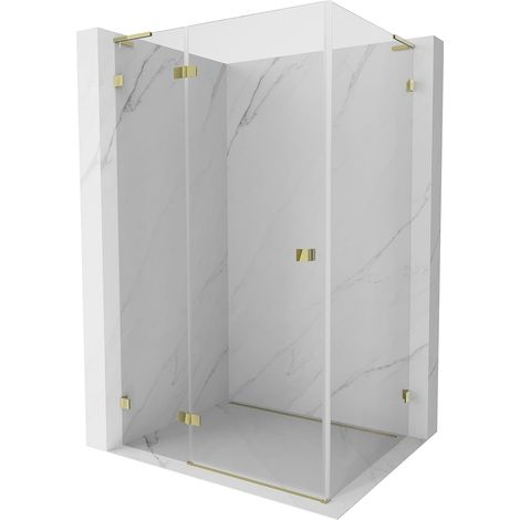 Mexen Lunar L cabina de ducha abatible izquierda 95 x 90 cm, transparente, dorado - 834L-095-090-50-00-L (1/5)
