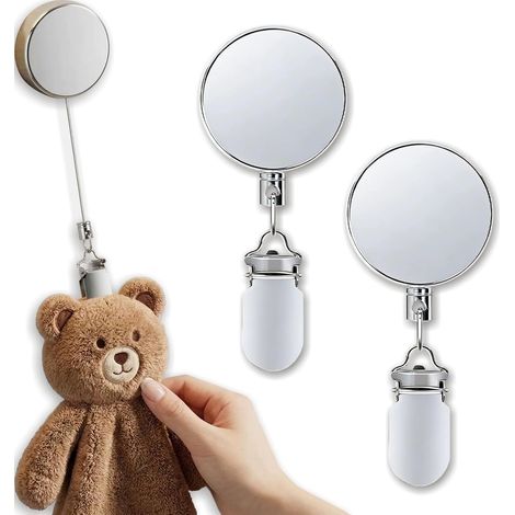 Clips rétractables pour torchons, crochets à enroulement automatique (sans perçage), porte-torchons pratiques pour salles de bains, cuisines (placards) et douches – lot de 2 (1/5)