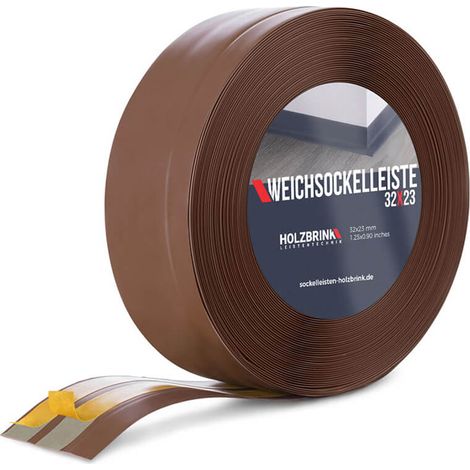 HOLZBRINK Plinthe Souple Autoadhésive Chocolat Plinthe pliable, 32x23 mm, 15 m