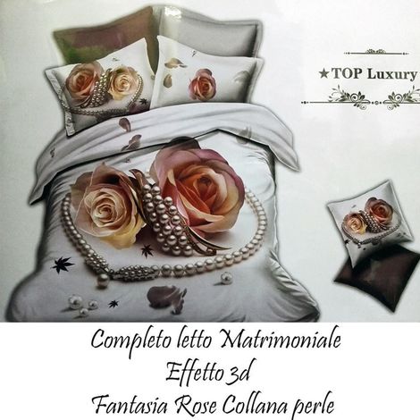 Trade Shop - COMPLEX 3D LENZUOLA MATRIMONALE SOPRA COPRICUSCINI ROSE MIT PERSONEN -