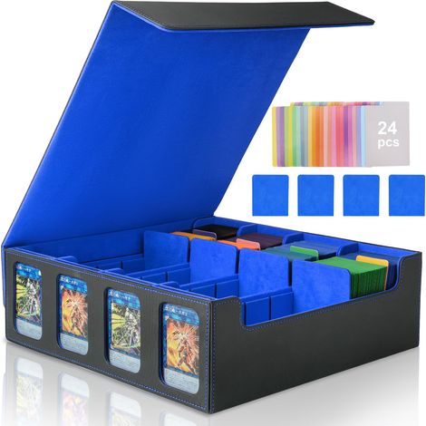 Boîte de Rangement Pour Cartes MTG Commander, Boîte de 3000+ Cartes Avec 24 Séparateurs Colorés et 4 Supports, Rangement Pour Collection de Cartes Avec Fenêtres d'Affichage (1/5)