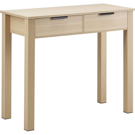Bureau d'étude avec tiroirs, pour enfants, design moderne, table rectangulaire en MDF, rangement intégré, idéal pour dessiner, lire, écrire, à la maison ou au bureau, bois clair. (1/5)
