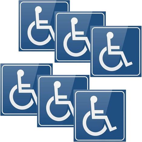 Lot de 6 autocollants pour voiture handicapée, autocollants bleus pour voiture, bus, caravane, fauteuil roulant (1/5)