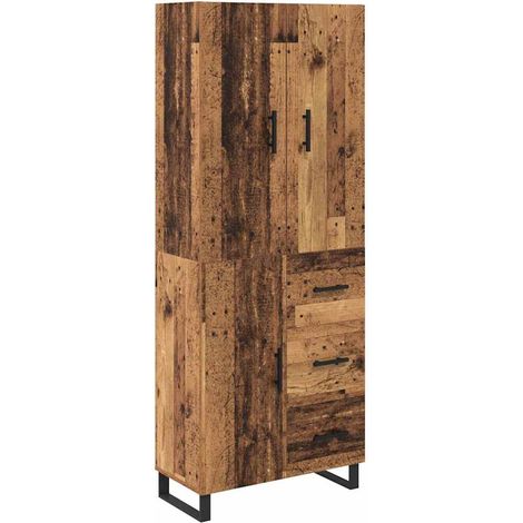 Haut Armoire avec tiroir 2 pcs Buffet Bois Ancien 69,5 x 34 x 180 cm (1/5)