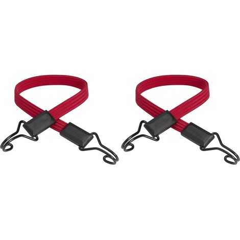 Lot de 2 Tendeur plat, 60 cm, crochet double inversé, élastique rouge, transport charges, camping (1/5)