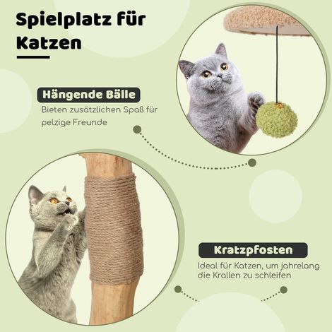 Poste rascador de madera grande de 110 cm torre para gatos con asiento acolchado rascador de casa verde 79 x 60 x 110 cm