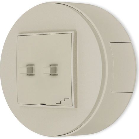 Interruptor doble para escaleras, de superficie, redondo, color mini topo, fabricado en EE. UU. (1/5)
