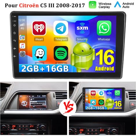 Autoradio Android 16 pouces 10" avec CarPlay, GPS, navigation, Wi-Fi et Bluetooth pour Citroën C5 III (2008-2017) - 2+16G (1/5)