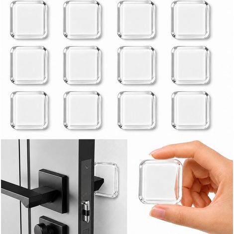 Türstopper/Wandschutzpads – 12-teiliges Set – Selbstklebende Türgriffpuffer – Stoßdämpfender Wandschutz – Transparent – 4 cm Durchmesser (1/5)