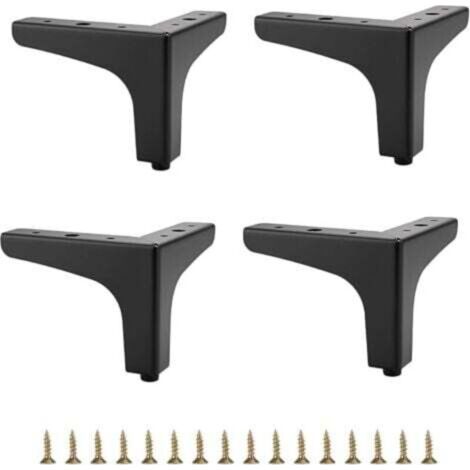 10 cm Pieds de canapé en métal 4 pièces Pieds de Meubles Modernes Pieds de Meubles de canapé Pieds surélevés Bricolage Meuble TV Meuble de canapé Pieds de Meubles de Remplacement, Noir