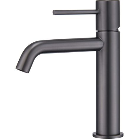 IMEX Miscelatore monocomando für Waschbecken aus Messing mit PVD Black Gun Metal Oberfläche Keramik-Kartusche Ø26 mm flexible 3-8 Anschlüsse – Modell Monza