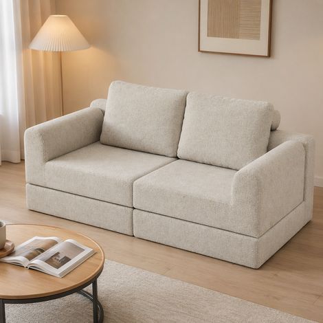 Dewalt –Convertible Folding Sofa Bed, Multi-Functional Sleeper Chair with Memory Foam and Back Support – Portable Futon Couch for Living Room, Bedroom, or Small Spaces ,white (1/5)