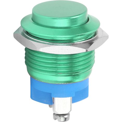 Metall-Drucktaster, wasserdicht, Edelstahl, selbstrückstellend, normalerweise offen, 16 mm, 220 V (Grün) (1/5)