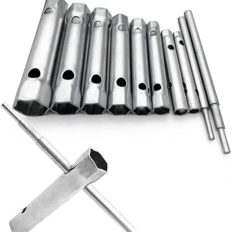 Jeu de 10 clés à pipe de 6 à 22 mm, clés mixtes pour bougies, outils de serrage pour vis et écrous (1/5)