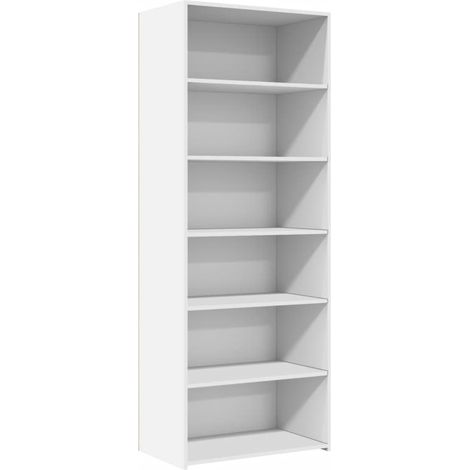 Buffet bahut commode armoire meuble de rangement organisateur cuisine salle de séjour salon haut 70 x 41 x 185 cm bois d'ingénierie blanc (1/5)