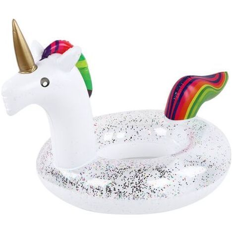 PVC-Sicherheits-Schwimmring für Erwachsene, Große Rettungsringe, Transparente Pailletten-Pool-Wasserspielzeuge, 90cm Einhorn (1/5)
