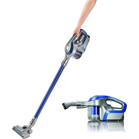 CLEANmaxx aspirapolvere a ciclone Senza Cavo Senza Sacchetto con Batteria Ricaricabile [aspirapolvere a Pavimento 2 in 1 e aspirapolvere Portatile, Potente e a Risparmio energetico [Blu/Argento] (1/5)