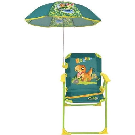 FUN HOUSE JURASSIC WORLD Camping-Klappstuhl Dinosaurier - H.38,5 x B.38,5 x T.37,5 cm - Mit Sonnenschirm ø 65 cm - Für Kinder