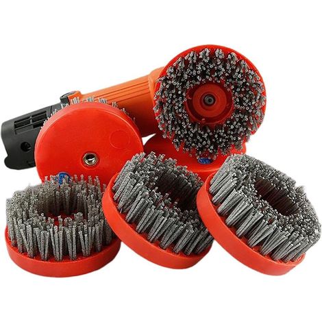Brosse de nettoyage pour meuleuse d'angle de 10,2 cm, brosse abrasive circulaire, brosse pour pierre et granit M10, 240 (1/5)