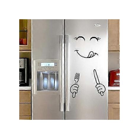 SZTXJ 30 x 40 cm Niedliche Kühlschrankaufkleber, Fröhliche und leckere Gesichter – Küchen-Kühlschrank-Wandaufkleber