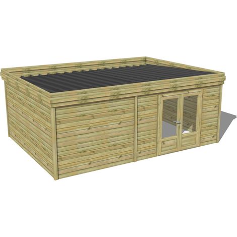 ABRI DE JARDIN bois traité 27mm, 6,5x4,3m, 28m2