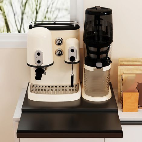 Cesta extensible para microondas, estante organizador extensible con soportes, color negro carbón. (1/5)
