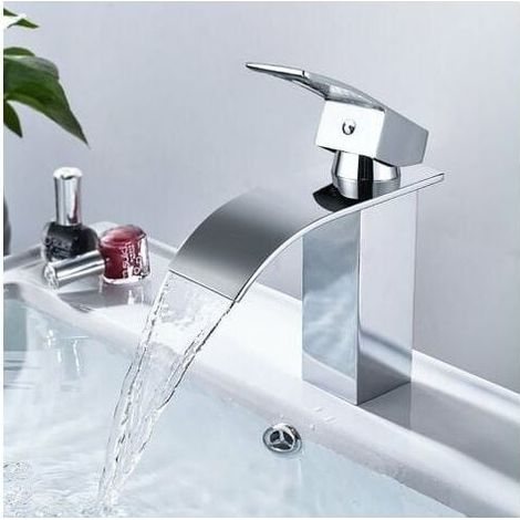 Mixer faucet of washbasin cascade, mixer faucet of bathroom in brass, mixer faucet of washbasin with large spout - RWMitigeur of washbasin (1/5)