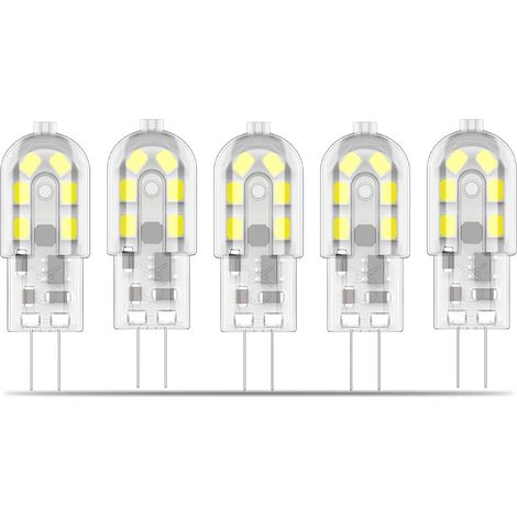 Ampoules LED G4, 2 W remplacent les ampoules halogènes 10 W-20 W, sans scintillement, blanc froid 6500 K, AC/DC12 V, non dimmable, ampoules à économie d'énergie, lot de 5