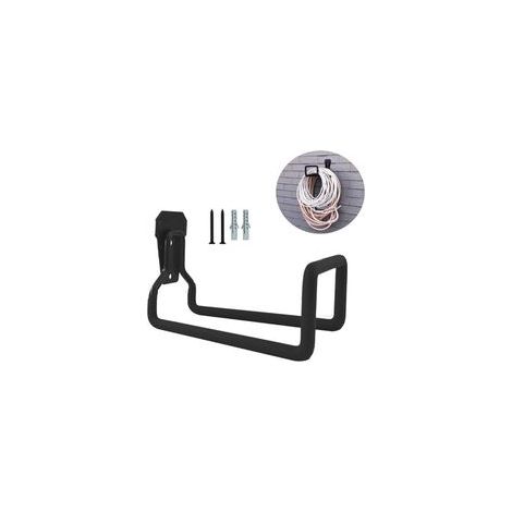 Robuster, wandmontierter Schlauchaufroller aus Metall mit Haken zur Aufbewahrung Ihres Gartenschlauchs, schwarz, 1 Stück – Crezuo