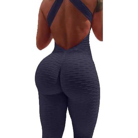 Yoga-Body für Damen mit hohem Bund, hohem Beinausschnitt und Push-up-Effekt, ideal für Yoga, Fitness und Fitnessstudio. Erhältlich in Königsblau, Größen S bis XXXL. (1/4)