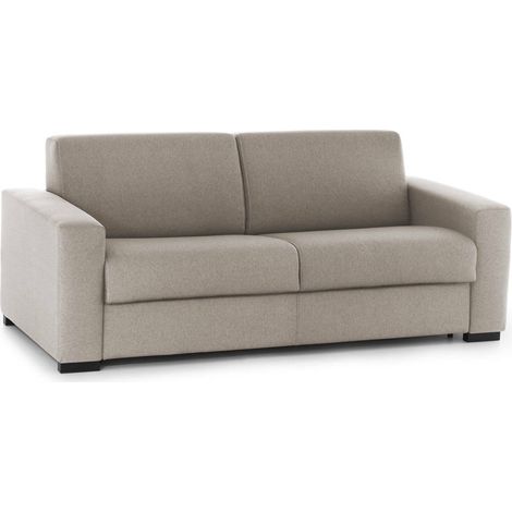 Talamo Italia Schlafsofa Algisa, Großes 2-Sitzer-Sofa, 100% Made in Italy, Wohnzimmersofa mit drehbarer Öffnung, aus gepolstertem Stoff, mit schmalen Armlehnen, Cm 180x95h90, Turteltaube