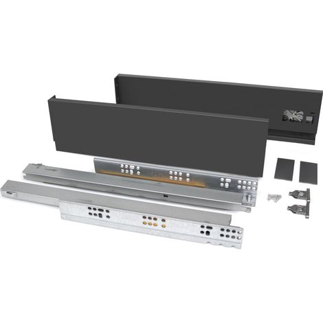 Emuca Cassetto da esterno Vertex 40kg, altezza 93mm, profondità 450mm, Acciaio, Grigio Antracite (1/5)