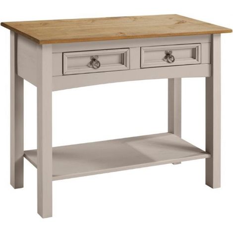 Corona Grey Wax 2 Drawer Console Table (1/4)