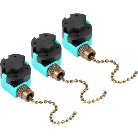 Lot de 3 interrupteurs pour ventilateur de plafond à 3 vitesses et 4 fils, avec tirette Zing Ear ZE-268S6. Interrupteur de remplacement pour variateur de vitesse. (1/5)