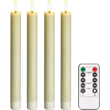 TrendLine LED Kerze warmweiß 24,5 x Ø 2,2 cm batteriebetrieben creme 4 Stück