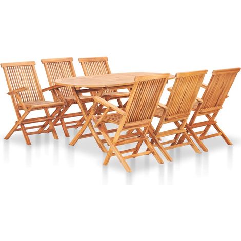 7 Piece Folding Outdoor Dining Set Solid Teak Wood vidaXL (1/5)