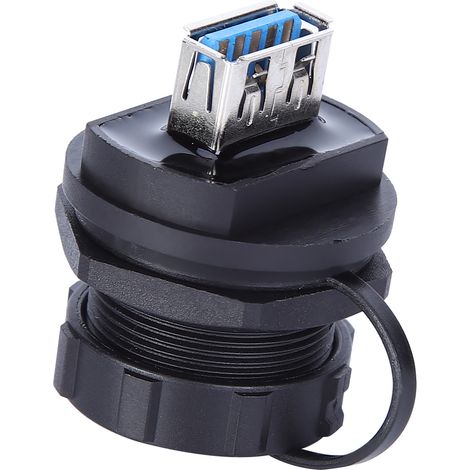Connecteur USB étanche, Contact en cuivre, isolant PA66, Double couvercle anti-poussière femelle USB3.0 (1/5)
