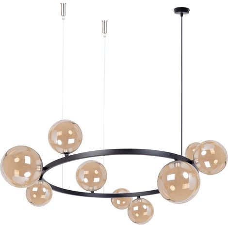 Sospensione Sigma Bolero nera 9xG9 sfere ambra Ø92 (1/3)
