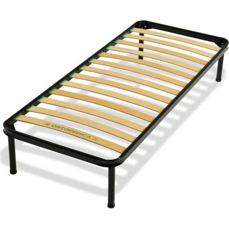 RETE ORTOPEDICA SINGOLA A DOGHE STRETTE 80X180 CON 4 PIEDI IN FERRO