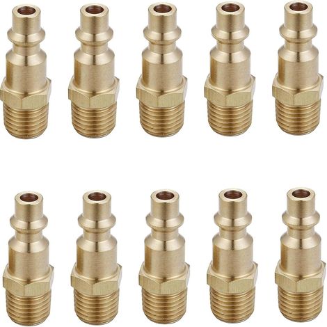 Messing 1/4 Zoll NPT-Außengewinde, Industrie-Luftschlauch-Schnellverbindungsadapter, Luftkupplung und Steckdosen-Set, Luftkompressor-Zubehör, 10 Stück (Außengewinde NPT) (1/5)
