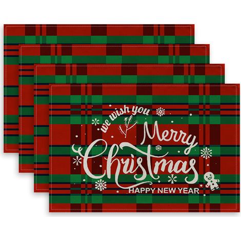 Lot de 4 sets de table rouges de Noël pour les fêtes/réceptions/événements en extérieur (1/5)
