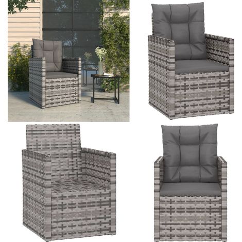 Fauteuil de jardin avec coussins Gris Résine tressée - Fauteuil De Jardin - Chaise De Jardin - Meubles De Jardin - Mobilier Extérieur - Résine Tressée - Home & Living (1/5)