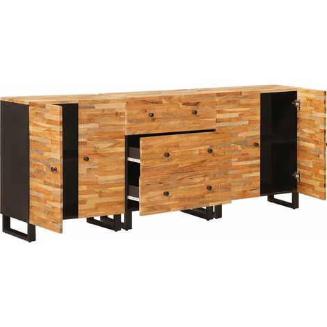 Maison La Vie - 3 pcs Buffets Modernes - Meuble de rangement - Marron 60 x 33 x 75 cm Bois de mangue massif bu449