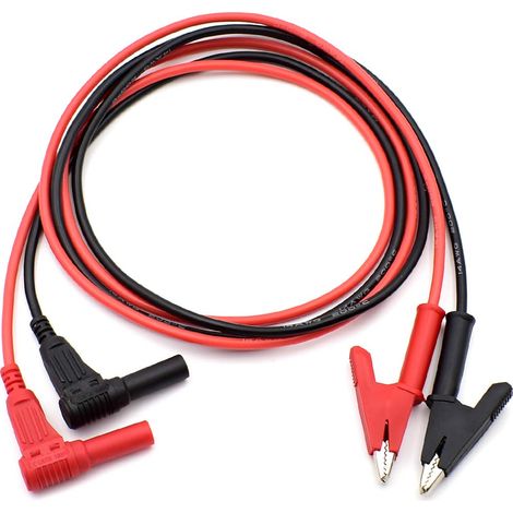 2 Stück 14 Gauge Multimeter-Messleitungen, rechtwinkliger Bananenstecker auf Krokodilklemme, robustes Silikonkabel für elektrische Prüfungen, 3 Fuß (1/4)