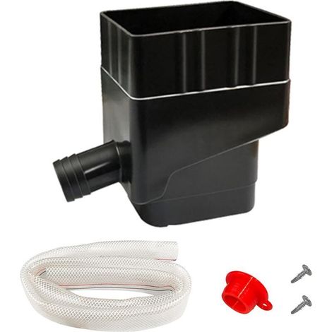Noir Récupérateur Collecteur Eau de Pluie, Système de récolte d'eau de Pluie Rectangulaire Réutilisable, Système de Dérivation de l'eau de Pluie avec Tuyau de 40'' Our l'arrosage (1/5)