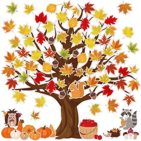 120 Pièces Décoration Automne, Feuilles Érable Citrouille Écureuil, Carton Épais, Pour Tableau Affichage École Maison (1/5)