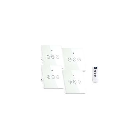 Interrupteur intelligent pour store enrouleur, compatible avec Alexa/Google Home/Smart Life, avec télécommande et commande vocale (fil neutre requis), lot de 4- Crezuo (1/4)