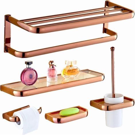 and Rose Gold Towel Rail Set for Bathroom