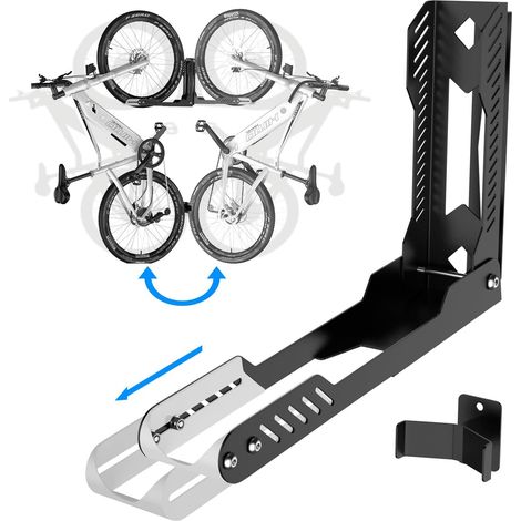 Support mural Pivotant pour Vélo, sans Levage Lourd, Peu Encombrant pour le Garage, Facile à Accrocher et à Enlever, Peut Supporter Jusqu'à 40 kg (Noir-Blanc, 1 pièce) (1/5)